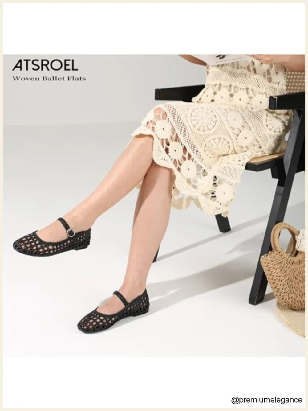 Woven Ballet Flats - Round Toe Mary Janes with Buckle Strap